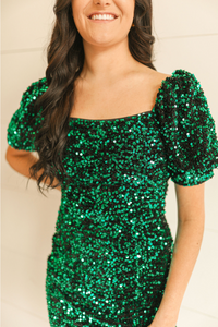 Multi-Green Sequin Dress