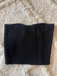 Black Strapless Knit Top