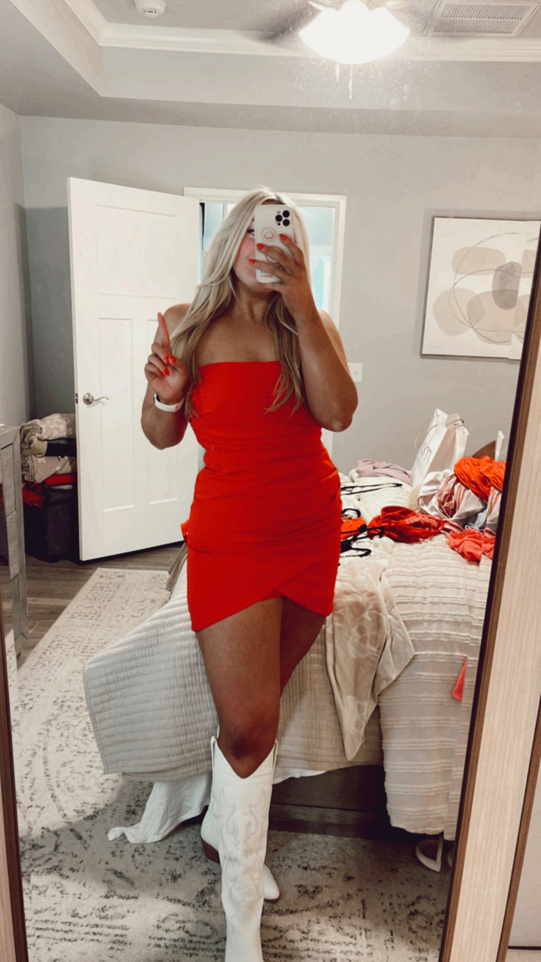 Red Strapless Mini Dress