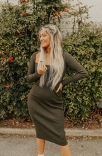 Load image into Gallery viewer, Olive Midi Sweater Dress
