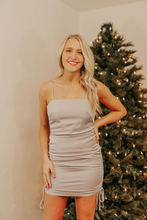 Load image into Gallery viewer, Silver Bells Satin Dress
