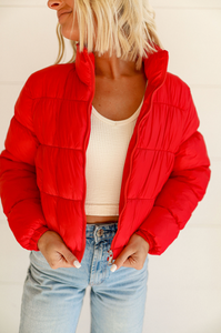Candy Hearts Puffer - Red