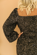 Load image into Gallery viewer, Black Sequin Long Sleeve Dress
