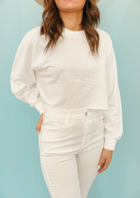 Load image into Gallery viewer, White Long Sleeve Crop Pullover Tee
