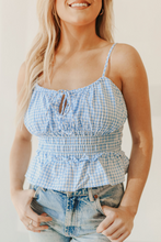 Load image into Gallery viewer, Baby Blue Checked Smock Top
